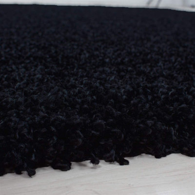 Abaseen 80x150 cm Black Shaggy Rug - Soft Touch Thick Pile Modern Rugs - Washable Area Rugs for Home and Office