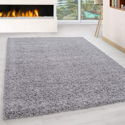 Abaseen 80x150 cm Silver Thick Pile Soft Shaggy Modern Rug