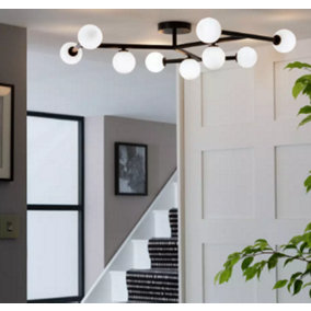 Abaseen Alonso 9 Light Flush to Ceiling Light - Black & White Modern Ceiling Lights