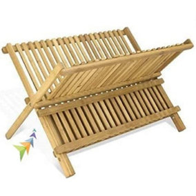 Abaseen Bamboo Foldable Dish Drying Rack, Bamboo Dish Rack, Foldable Natural Bamboo Dish Drying Rack, 42x36x3cm