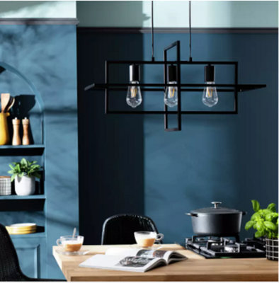 Abaseen Black Metal Pendant Light - 3 Light ceiling Pendant Light