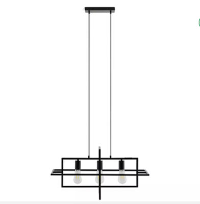 Abaseen Black Metal Pendant Light - 3 Light ceiling Pendant Light