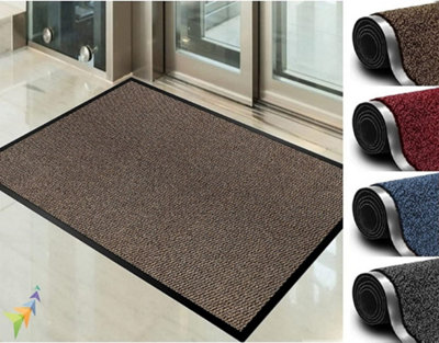 Abaseen Brown 120 X 180cm Dirt Trapper Door Mats, Non Slip Rubber Backed Door Mats Indoor and Outdoor