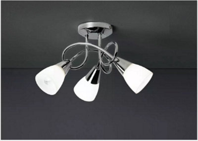 Abaseen Curico 3 Light Glass Opal Ceiling Light - Polished Chrome Ceiling Light with Frosted Glass