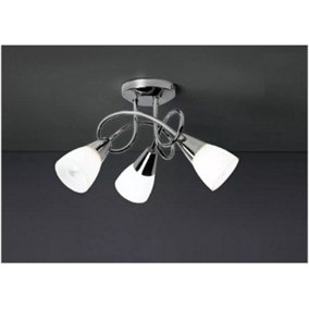 Abaseen Curico 3 Light Glass Opal Ceiling Light - Polished Chrome Ceiling Light with Frosted Glass
