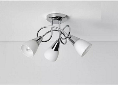 Abaseen Curico 3 Light Glass Opal Ceiling Light - Polished Chrome Ceiling Light with Frosted Glass