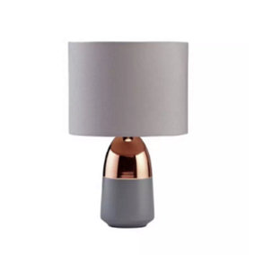 Abaseen Grey and Copper Duno Touch Table Lamp - Contemporary Bedside Lamp - Desk Lamp Home and Office Decoration