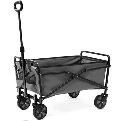 Abaseen Grey Foldable Garden Trolley Heavy Duty Folding Cart Trolley On ...