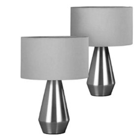Abaseen Grey Maya Pair of Touch Table Lamps - 3 Light Settings Dimmable Table Lamp with Stylish Fabric