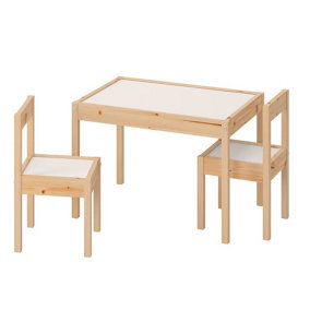 Abaseen Kids Table and Chair Set White/Pine Children Activity Wooden