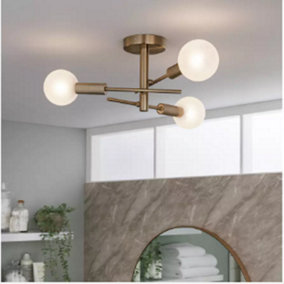 Abaseen Metal Globe Ribbed Bathroom Ceiling Light - Brass Modern Ceiling Lights