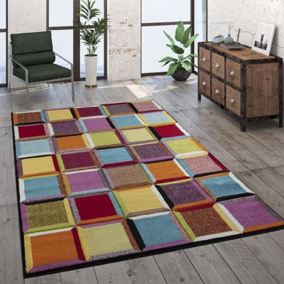 Abaseen Multicoloured Rug 60x110cm Indoor Modern Rug Rectangular Short-Pile Rugs