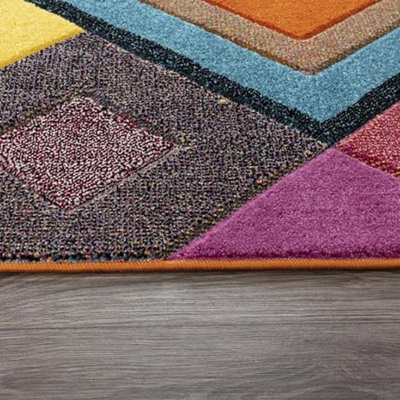 Abaseen Multicoloured Rug 60x220cm Durable Indoor Living Room Rugs Geometric Rectangular