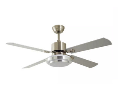 Abaseen Satin Nickel Ceiling Fan with Light 4 Blades Remote Control With LED Lightning Indoor Modern Fan