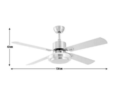 Abaseen Satin Nickel Ceiling Fan with Light 4 Blades Remote Control With LED Lightning Indoor Modern Fan