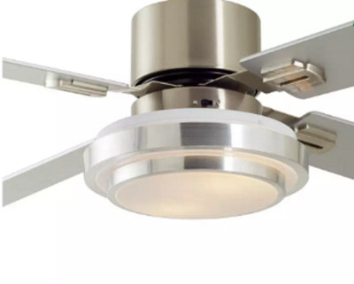 Abaseen Satin Nickel Ceiling Fan with Light 4 Blades Remote Control With LED Lightning Indoor Modern Fan