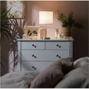 Abaseen Satin Stick Table Lamp - Super White Modern Design Smooth Satin Finish Contrasting Chrome Stem