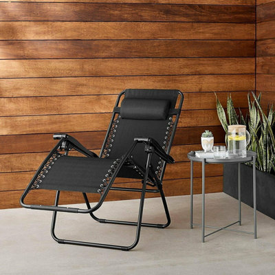 Abaseen Set of 2 Sun Lounger Zero Gravity Chairs Garden Folding Reclining Chairs With Cup and