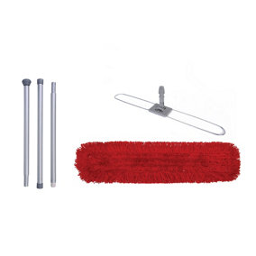 Abbey 80 Centimetre Red Sweeper Mop Kit with Handle and Frame. Ideal to use on all hard floors
