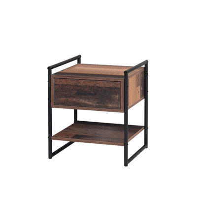 Abbey Bedside Cabinet Bedroom Furniture Nightstand Table 1 Drawer Rustic Urban