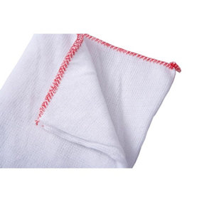 Abbey Bleached Dish Cloth (Pack Of 10) White/Red (One Size)