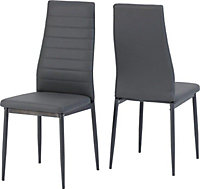 Abbey Chair in Grey Faux Leather Metal Legs x2 Priced per Pair