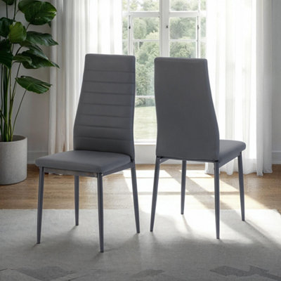 Abbey Chair in Grey Faux Leather Metal Legs x2 Priced per Pair