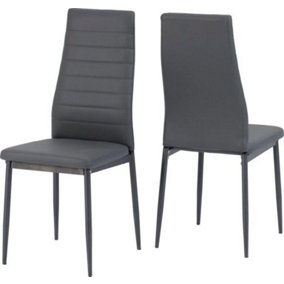 Abbey Chair in Grey Faux Leather Metal Legs x2 Priced per Pair