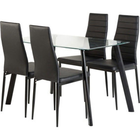 Abbey Dining Table In Black with 4 Faux Leather Chairs