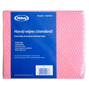 Abbey Disposable J Cloths Non Woven Wipes Packet of 50 (Red)