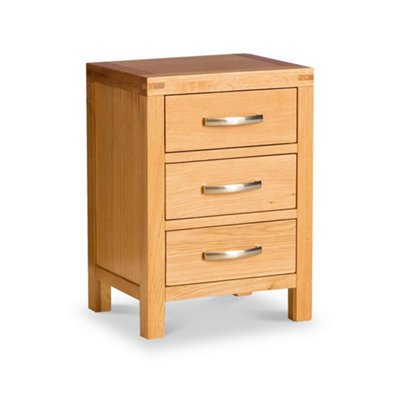 Abbey Light Oak 3 Drawer Bedside Table - Fully Assembled By Roseland Furniture