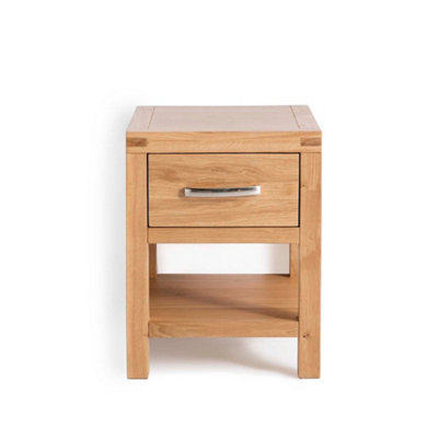 Abbey Light Oak 36cm Lamp Side Table with Drawer - Fully Assembled By Roseland Furniture