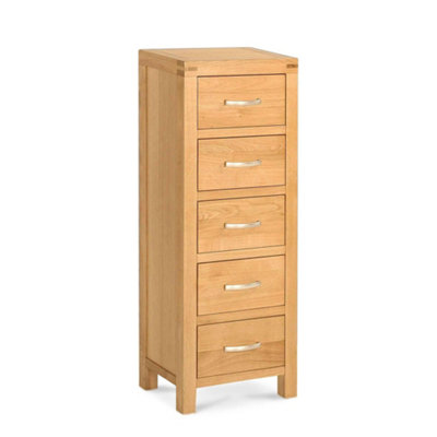 Abbey Light Oak Tallboy Chest Fully Assembled - By Roseland Furniture