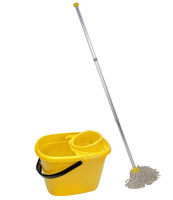 Abbey Professional Mop and Bucket Kit with two mop heads, Yellow DIY