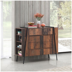 Abbey Rustic Chest of Drawers 4 Drawer Bedroom Living Room Storage Industrial