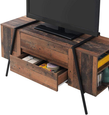 Abbey TV Unit Stand Cabinet Rustic Industrial Living Room Furniture
