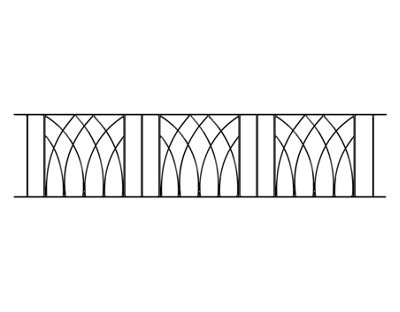 ABBI Metal Garden Railing Panel 1830mm GAP x 395mm High ABZP06