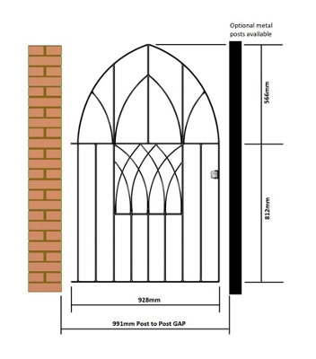 ABBI Metal Low Bow Top Garden Gate 991mm GAP x 1378mm High ABZP53