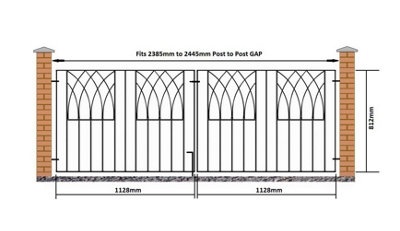 ABBI Metal Scroll Driveway Gate 2413mm GAP x 812mm High ABZP10
