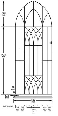 ABBI Metal Tall Bow Top Garden Gate 914mm GAP x 1950mm High ABZP42