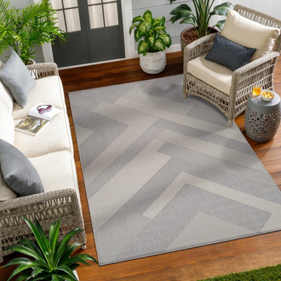 ABBY In- & Outdoor Modern Light Grey/Ivory Area Rug 160 x 213 cm - Easy ...
