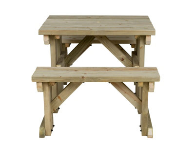 Abies wooden picnic bench and table set, outdoor dining set (3ft, Natural finish)