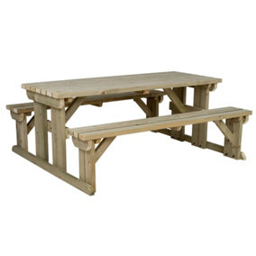 Abies wooden picnic bench and table set, outdoor dining set (5ft, Natural finish)