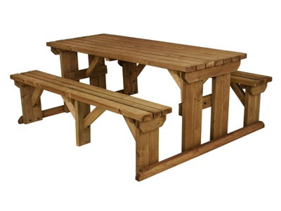 Photo inspiration: Picture Idea: Abies Wooden Picnic Bench And Table Set Outdoor Dining Set