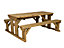 Abies wooden picnic bench and table set, rounded outdoor dining set (7ft, Rustic brown)