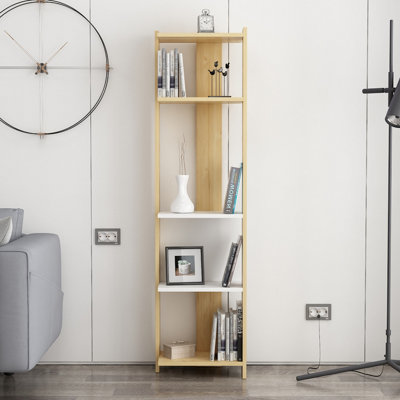 Abis Narrow Bookcase Oak - White