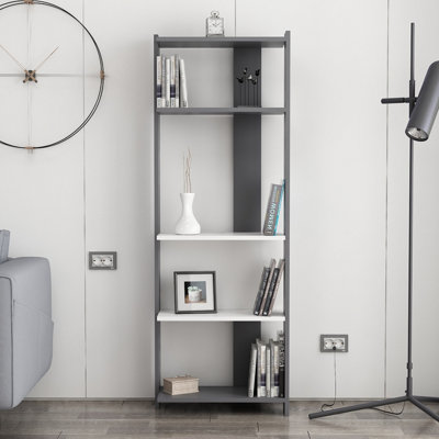 Abis Wide Bookcase Anthracite Grey - White