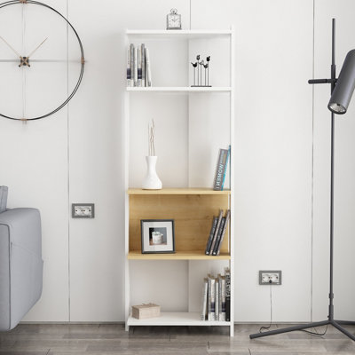 Abis Wide Bookcase White - Oak