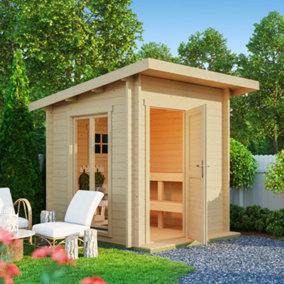Abisko-Log Cabin, Wooden Garden Room, Timber Summerhouse, Home Office - L240 x W278.1 x H233.7 cm