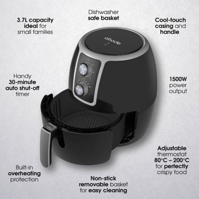 Abode Air Fryer 1500W 3.7L Removable Basket Manual 30 Minute Timer AAF3700 - 3